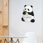 horloge murale panda blanc noir moderne dessin animé fond blanc visage unique chambre enfant