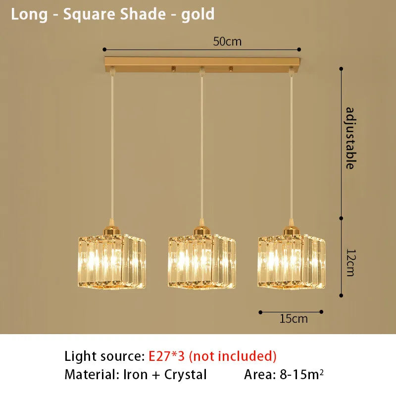 suspension lumineuse moderne élégante dorée strass ajouré transparent e27 cristal lumière intérieure