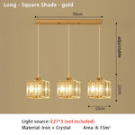 suspension lumineuse moderne élégante dorée strass ajouré transparent e27 cristal lumière intérieure