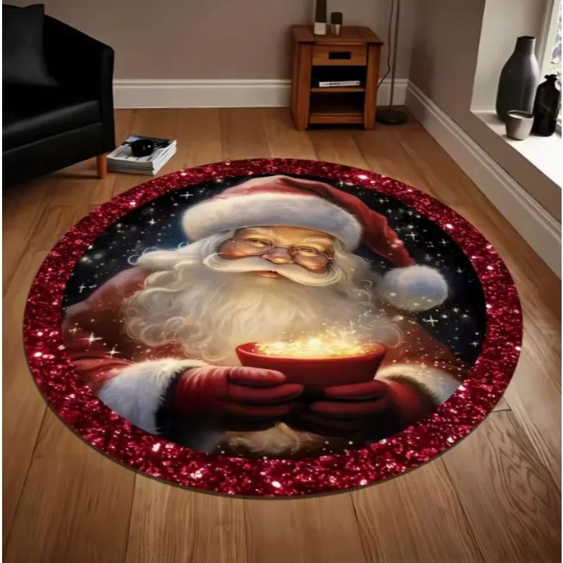 tapis rond père noël lanterne magique moderne salon chambre extérieur festive polyester