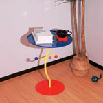 table basse moderne métal couleur bleue jaune rouge artistique salon