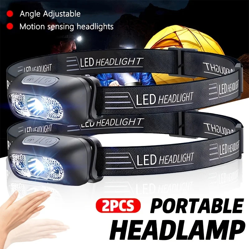 lampe frontale rechargeable led puissante mini noir bande ajustable camping