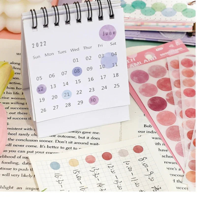 autocollants pastel couleur rose violet bleu vert orange calendrier notes délicats scrapbooking diy pièces