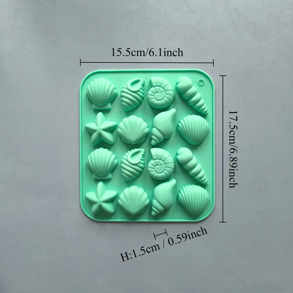 moule silicone coquillage étoile mer moderne bleu rose vert gâteau décoration pudding gelée