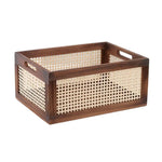 paniers rangement bois tressé brun foncé poignées rangement organisation respectueux environnement