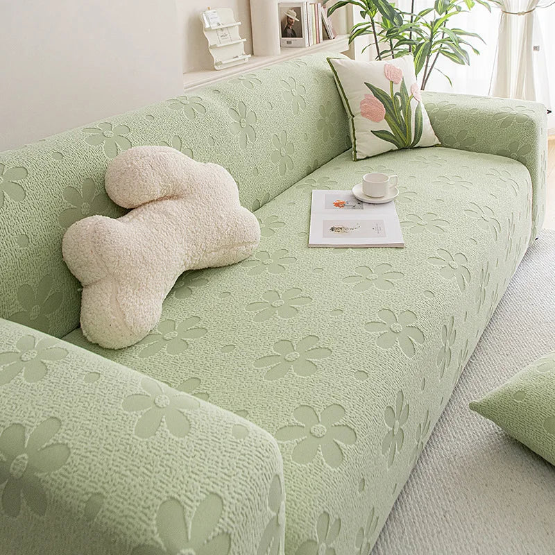 housse canapé extensible fleurs roses beige salon moderne housse élastique textile doux coussin décoratif