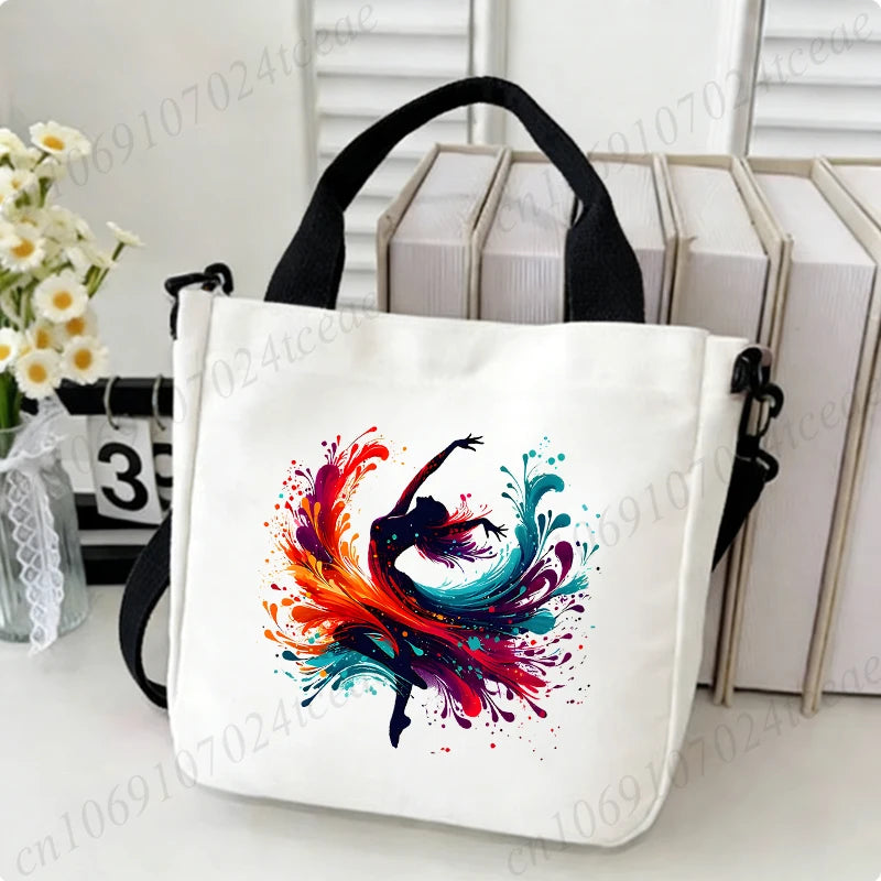 sac main femme toile danseuse papillons blanc moderne décontracté fourre tout
