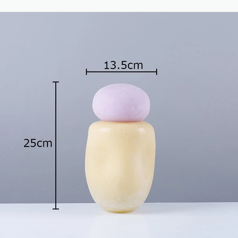 vase moderne sculpture abstraite orange jaune lilas vert texturé minimaliste