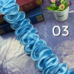 ruban plissé satiné largeur 9cm polyester opaque rouge rose bleu noir jaune bleuclair blanc
