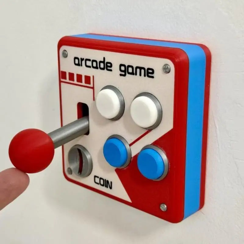 interrupteur mural rétro manette arcade rouge blanc bleu vintage fixations vis chambre salle jeu