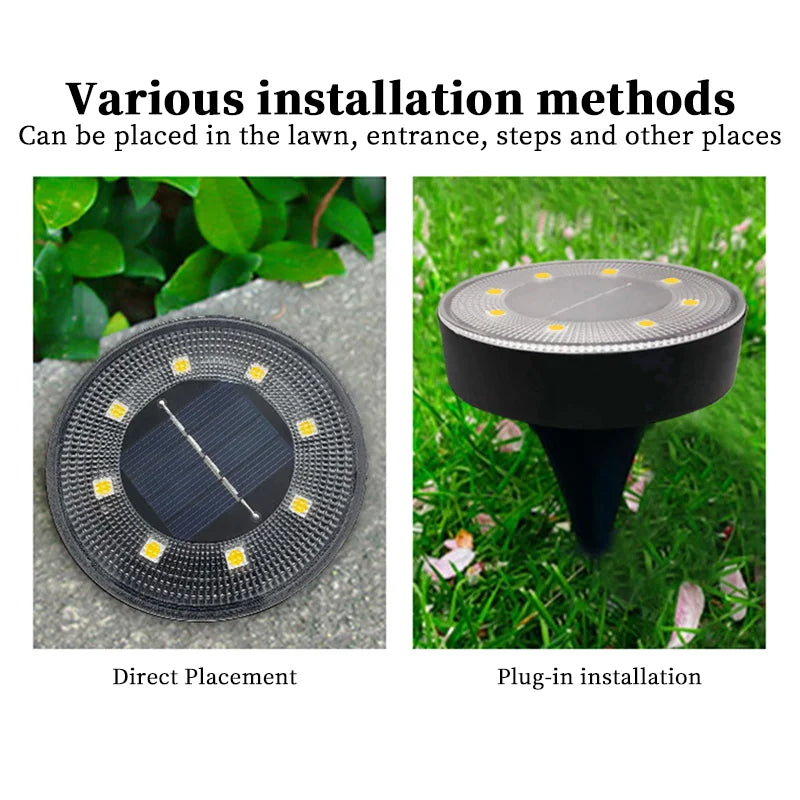 lampe solaire led moderne noire ip68 extérieur jardin rond urgence fixe tringle