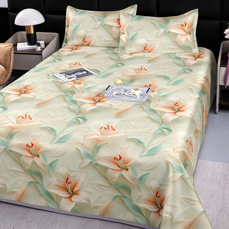 drap lit complet fleurs classique vert clair bleu clair beige violet rose adultes chambre
