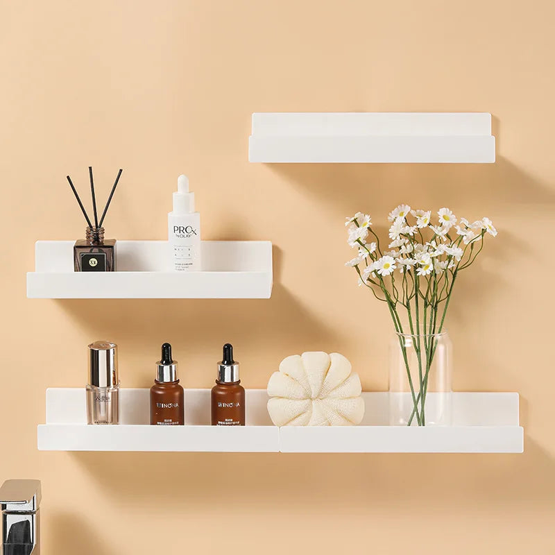 étagères murales adhésives extensibles blanches modernes économisant l’espace cuisine salle bain PVC seule plaque