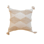 coussin peluche patchwork motif géométrique boho chic franges non toxique 45x45cm