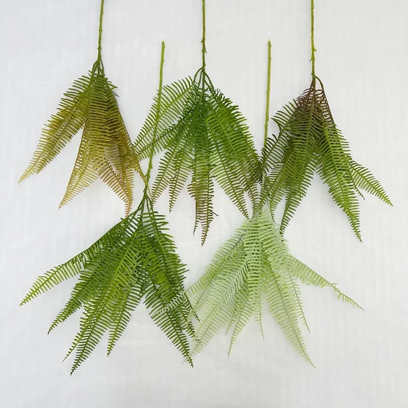 décoration extérieure plante artificielle feuilles vertes fines moderne 80cm tringle fixée éléments