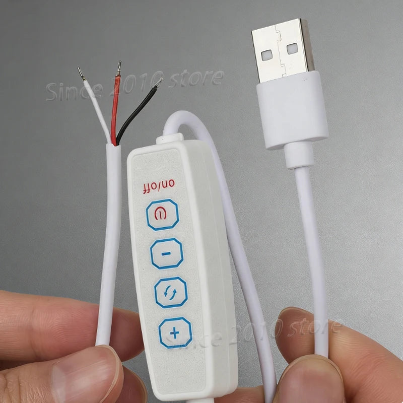 contrôleur luminosité usb blanc noir boutons ajustement adhésif câble 2m moderne compact on off