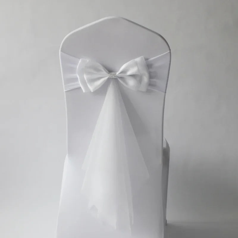décoration chaise mariage sash papillon tulle organza couleur variée événementiel festive reception simple