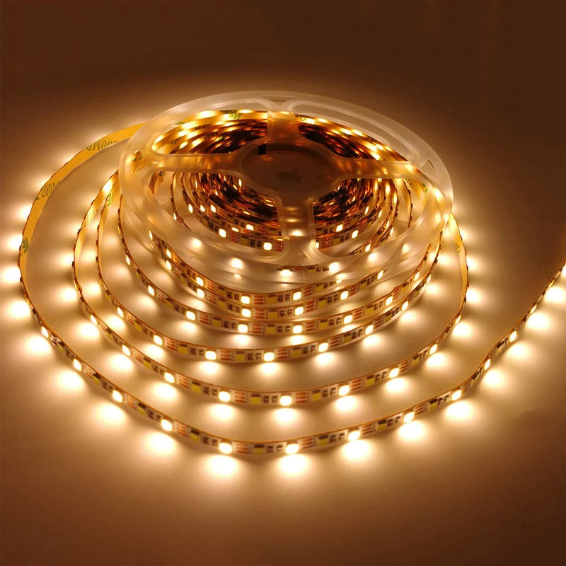 ruban led 60 led 5m blanc adhésif éclairage meuble rétroéclairage moderne salon blanc chaud