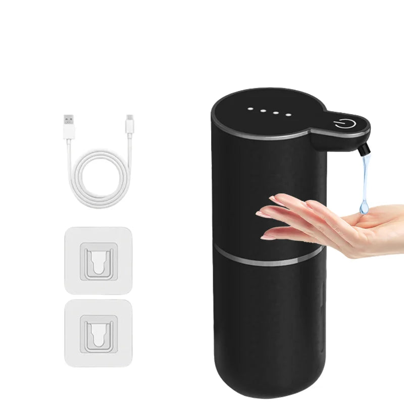 distributeur savon automatique noir mousse gel led rechargeable 380ml moderne minimaliste