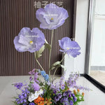 décoration mariage fleurs artificielles papier bleu rose violet jaune extérieur champêtre