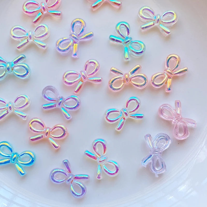 pierres artificielles nœuds papillon holographiques mixtes girly bijoux accessoires coiffure flatback cabochons irisés variées