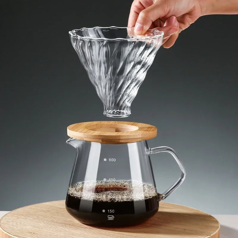 filtre carafe verre rayures verticales moderne ensemble 600ml 300ml transparent