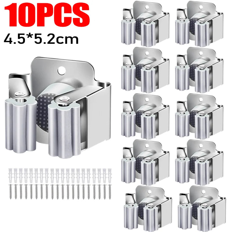 porte balai acier inoxydable support mural salle bain outils nettoyage moderne fixations