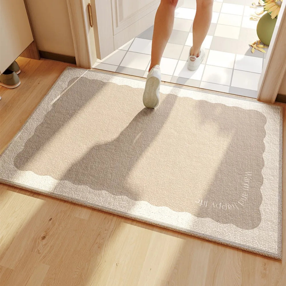 tapis moderne antidérapant jaune beige vert gris lavable machine texture velours cristal