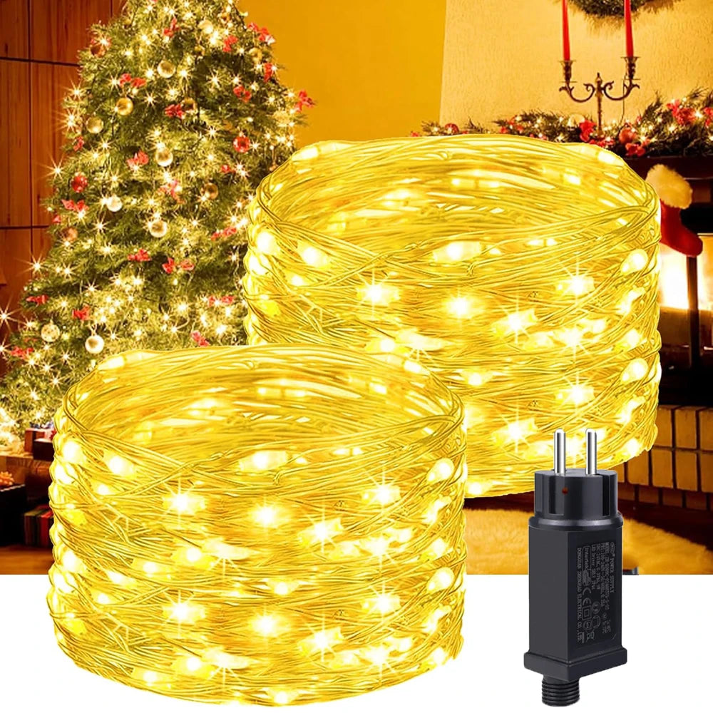 guirlande lumineuse led 100m 50m 30m 20m 10m blanc chaud points lumineux clips moderne
