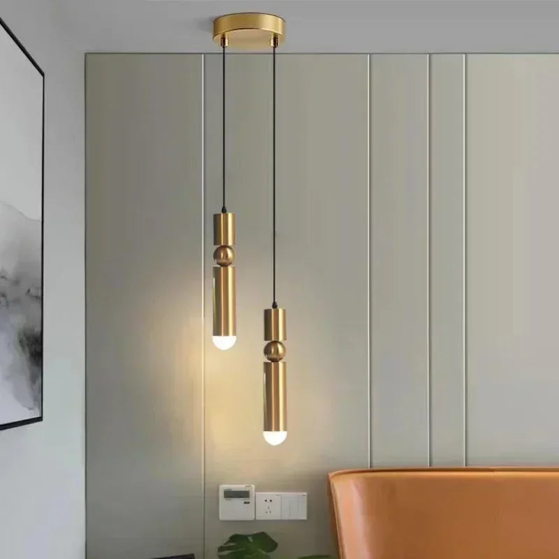 luminaire suspension cylindrique moderne minimaliste led aluminium noir or blanc gris intérieur