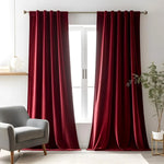 rideau velours rouge bordeaux solide moderne opaque 100 polyester salon