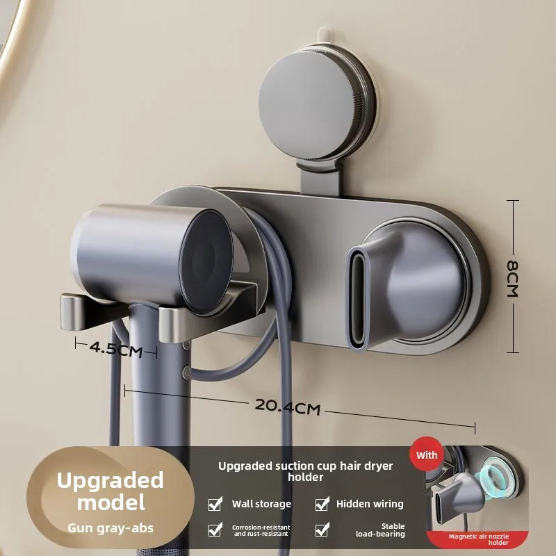 séchoir cheveux support mural ventouse moderne crème blanc imperméable métal plastique