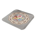 coussin chaise mousse mémoire forme carrée classique fleurs bordure ornée rouge gris