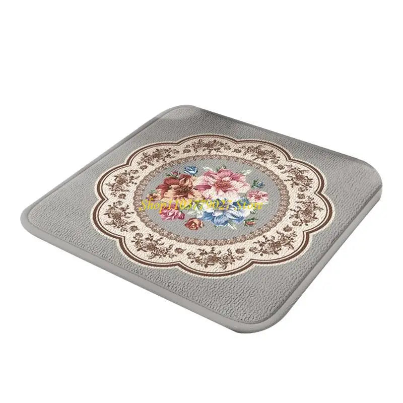 coussin chaise mousse mémoire forme carrée classique fleurs bordure ornée rouge gris