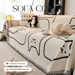 housses canapé chenille dessins animaux beige noir moderne lavable printemps été