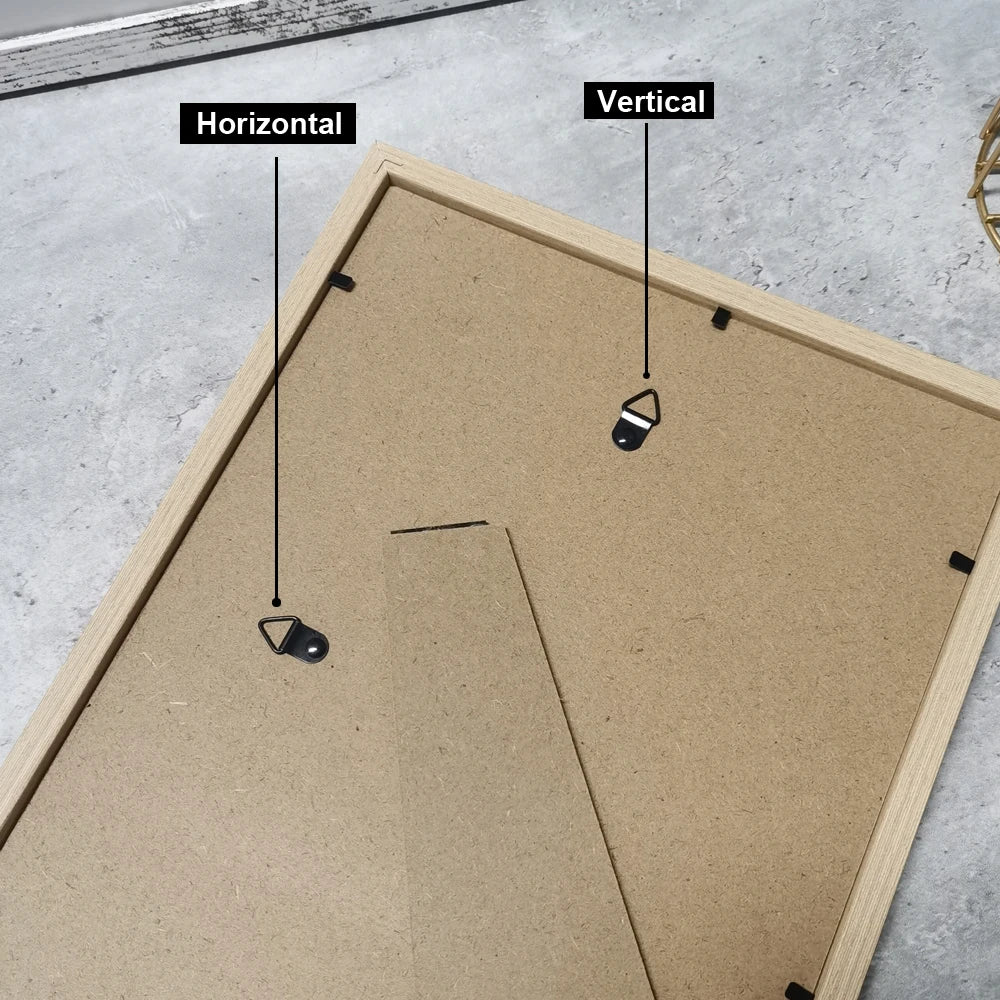 Détail du cadre photo en bois avec finition moderne