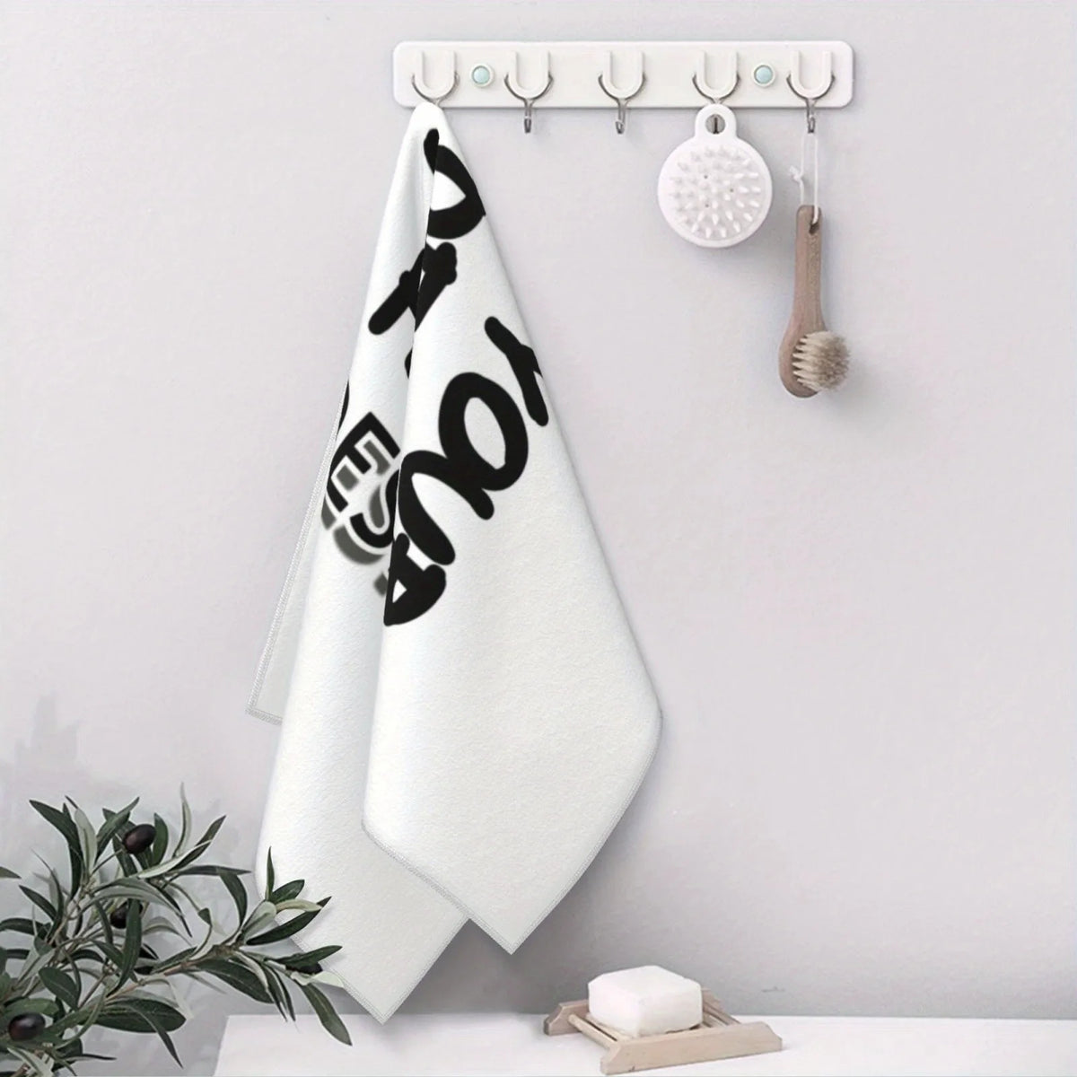 serviettes personnalisables polyester coton motif noir rectangulaires absorbantes blanches usage intérieur extérieur set deco
