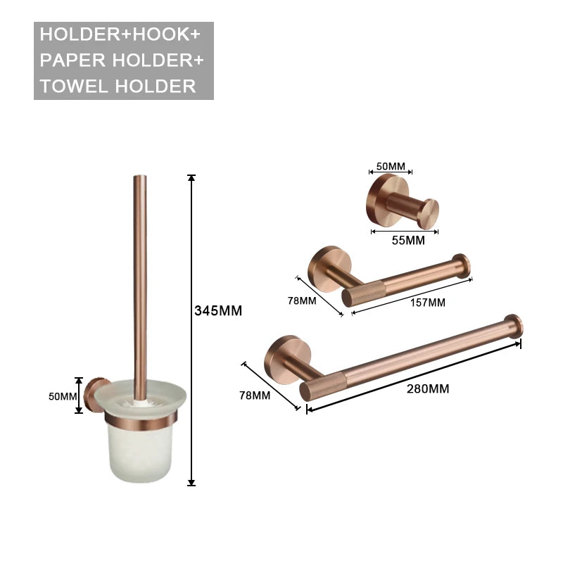accessoires salle bain or rose moderne porte serviettes savon verre téléphone double rangée