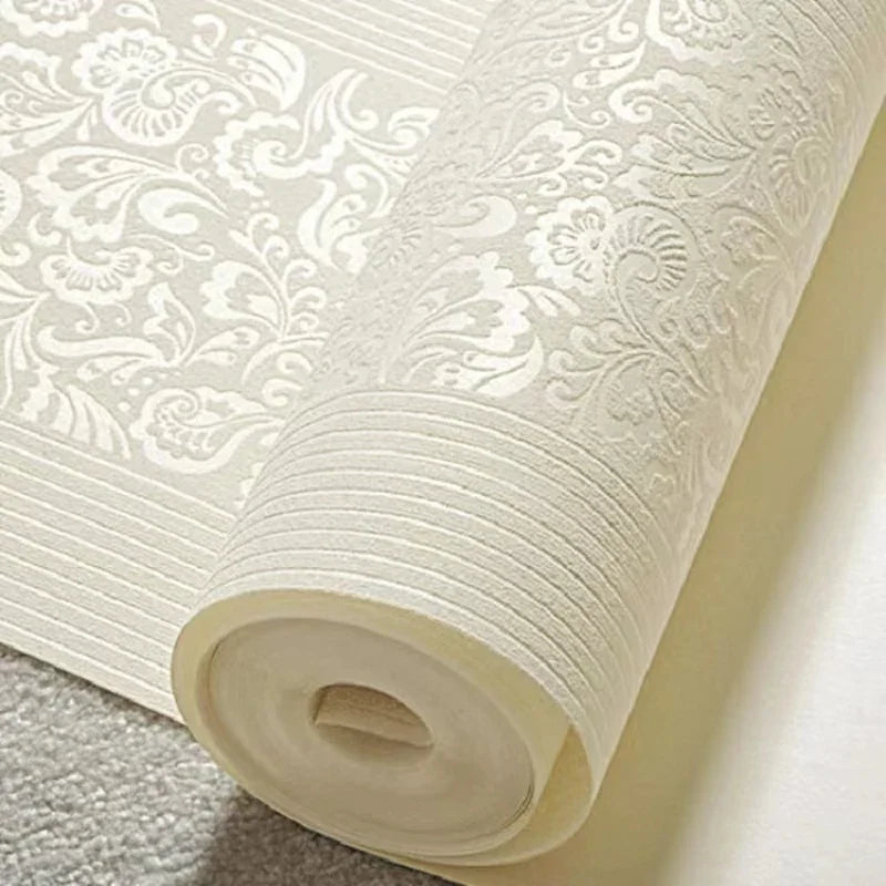 papier peint floral relief classique beige marron rose bleu blanc doré imperméable