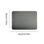 tapis cuisine silicone gris moderne tasse thé bol cuillère fourchette plateau ondulé