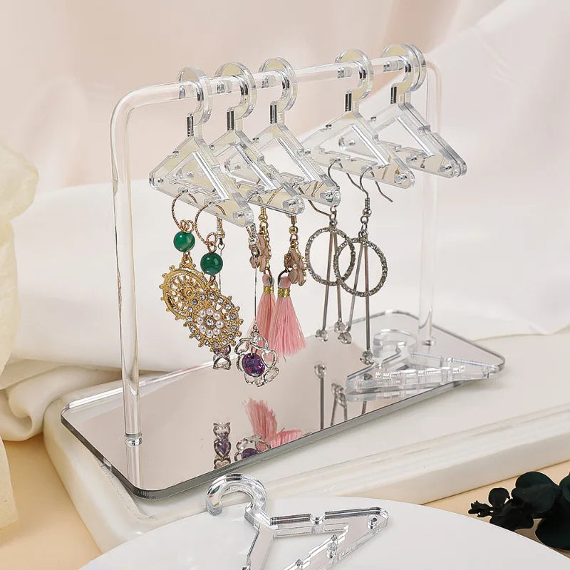 porte bijoux moderne acrylique transparent rose doré clips bijoux suspension stockage organisateur minimaliste
