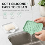 set plateaux savon silicone gris vert rayures modernes pratique auto drainants