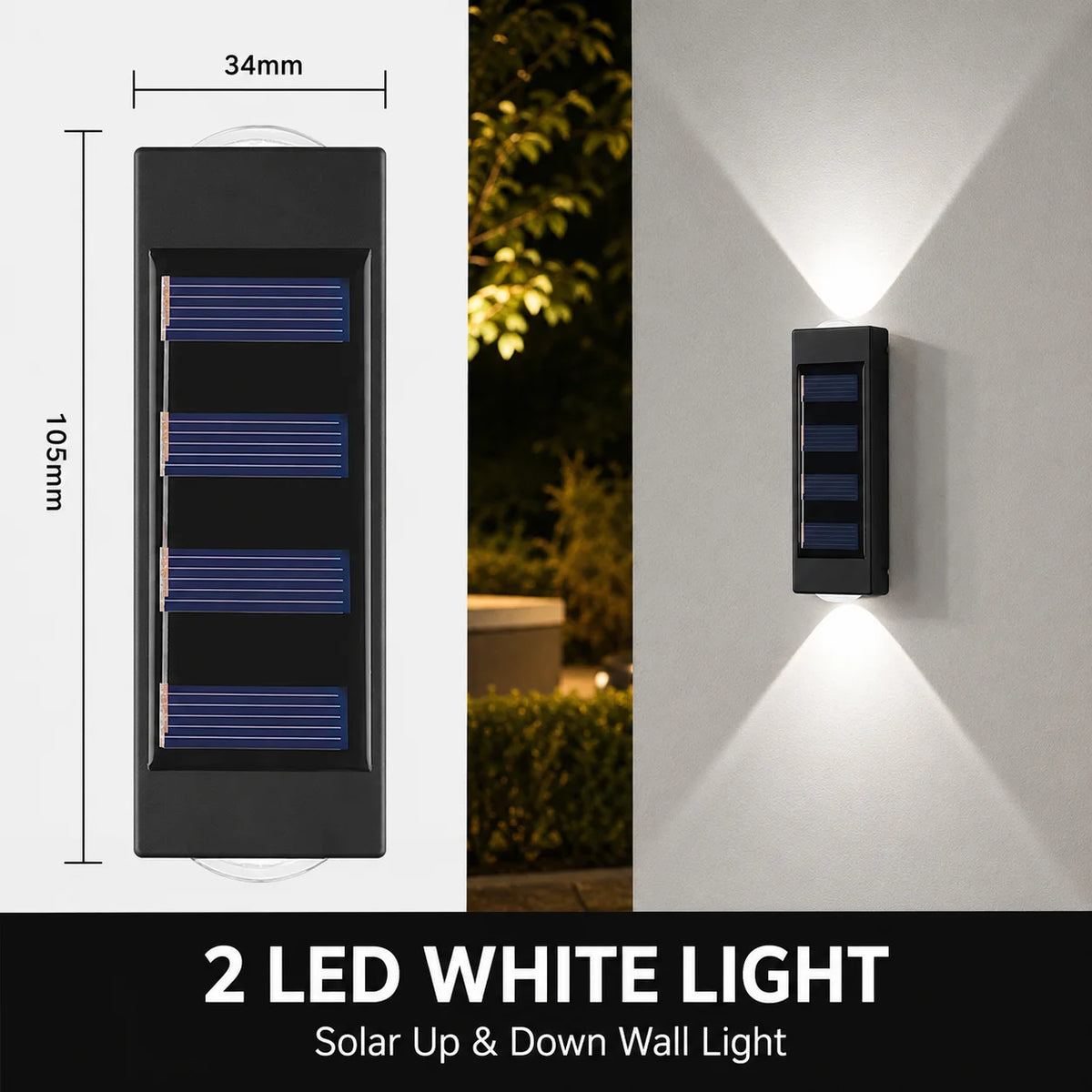 lampe murale solaire extérieure led up down 10 led moderne panneau solaire texturé murale