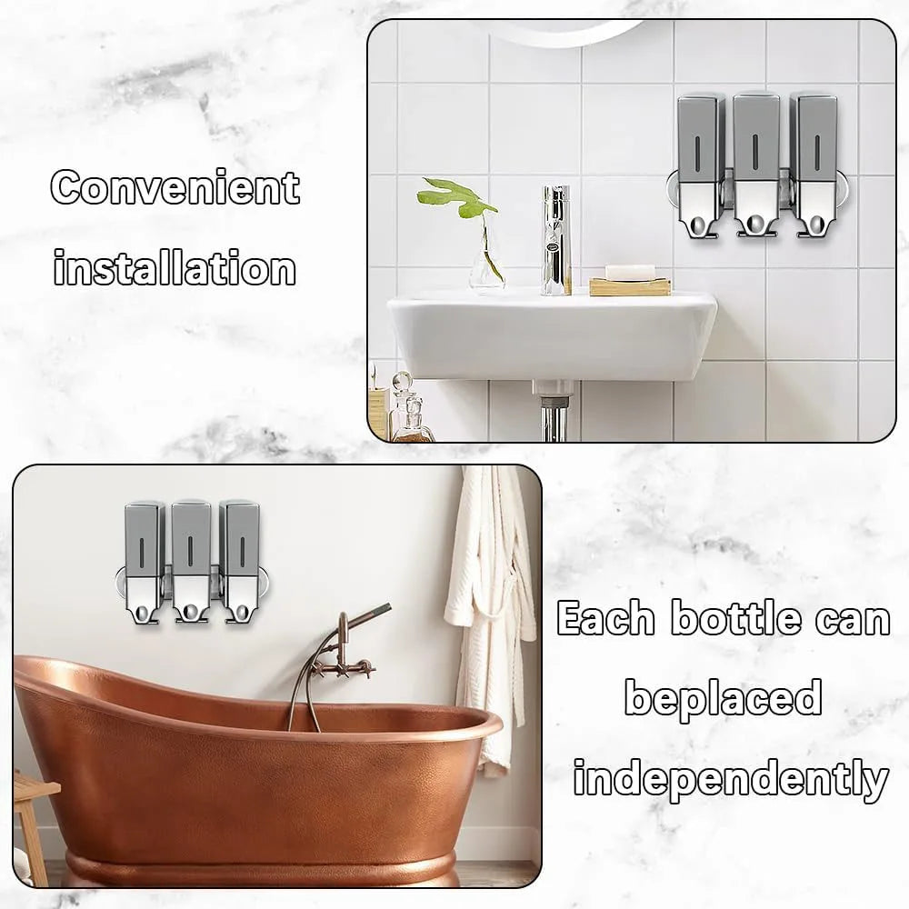 distributeur savon liquide argenté moderne fixations yeillets salle bain chambre