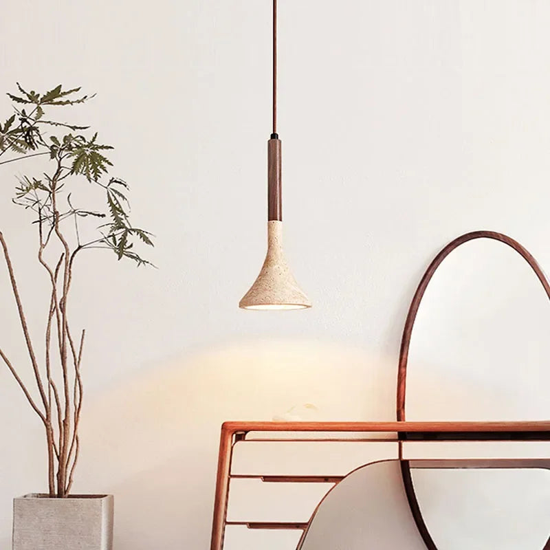 suspension lumineuse moderne pierre beige clair texture granulée opacité câble noir led 90 260v