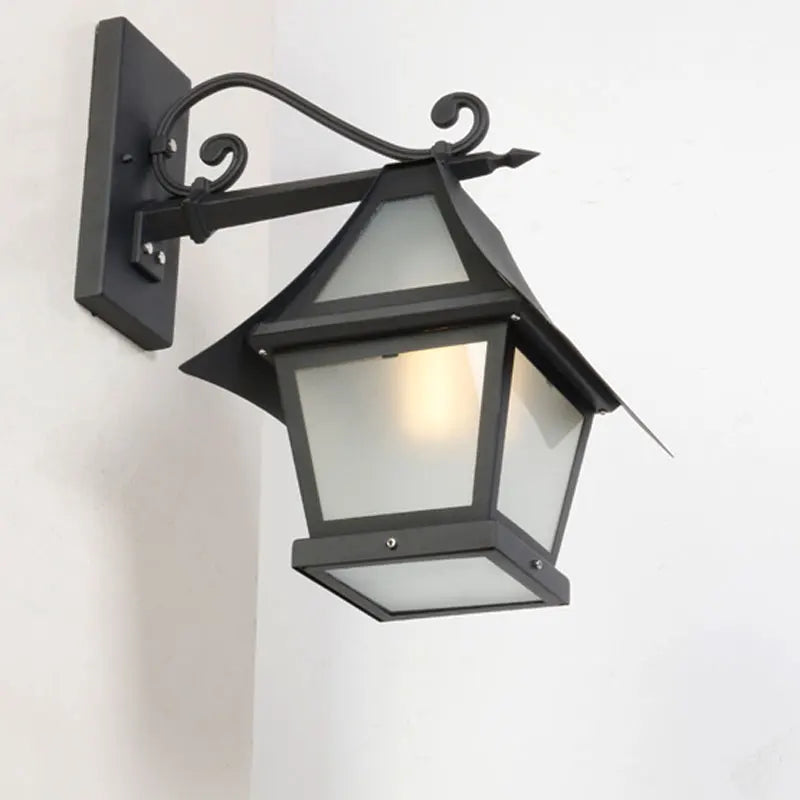 lampe murale noire classique vintage finition métallique texture lisse ip65 e27 fixations visées