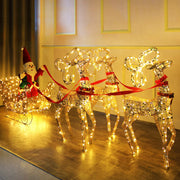 décoration noël père noel traîneau rennes lumineux or rouge noir festive traditionnelle