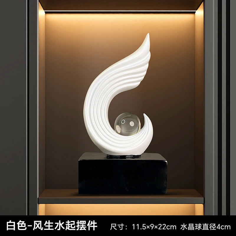 statuettes décoratives modernes or blanc noir spirale sphère transparente minimaliste sculptural