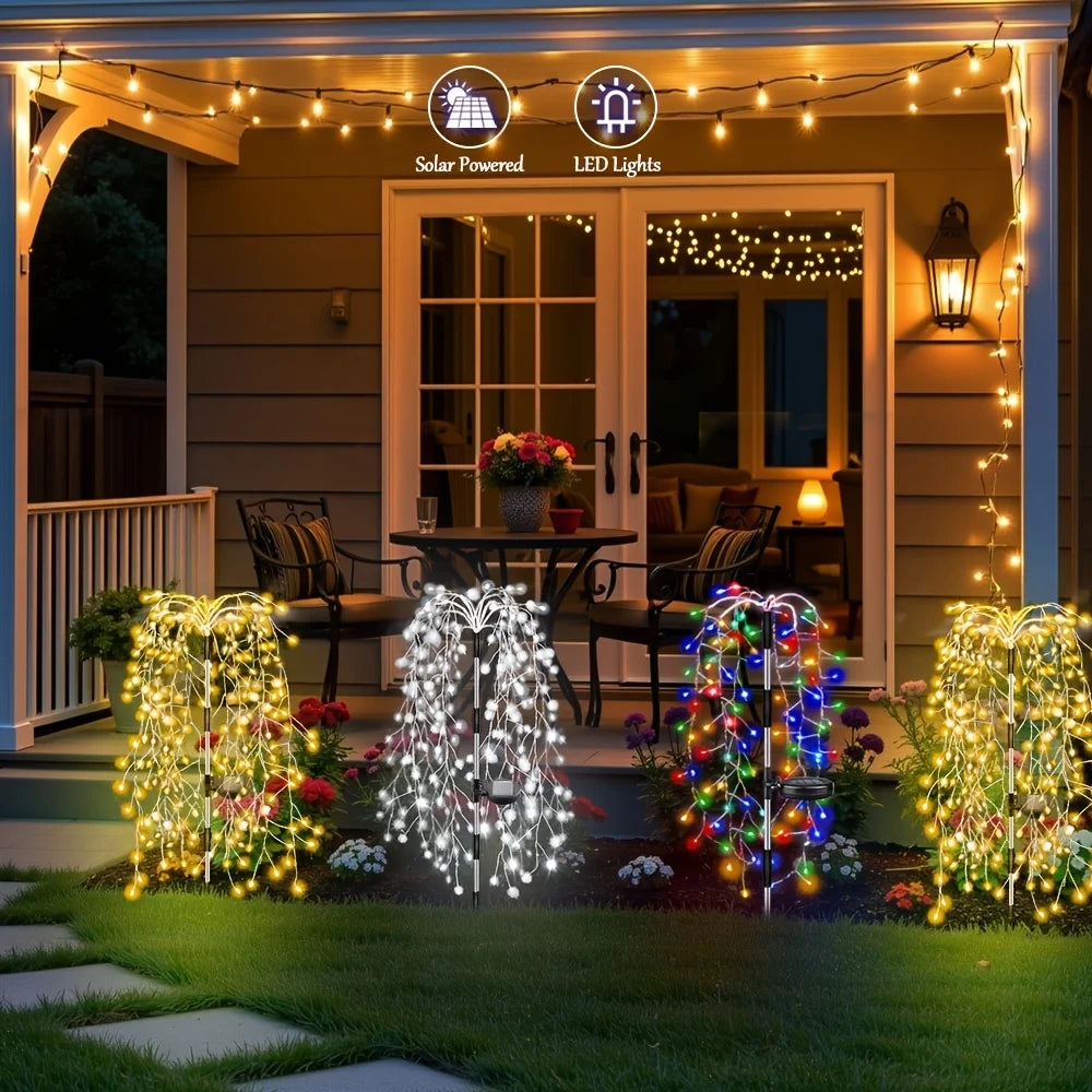 lampe jardin led solaire 120 led multicolore modes balancement deco moderneextérieur festive noël vacances