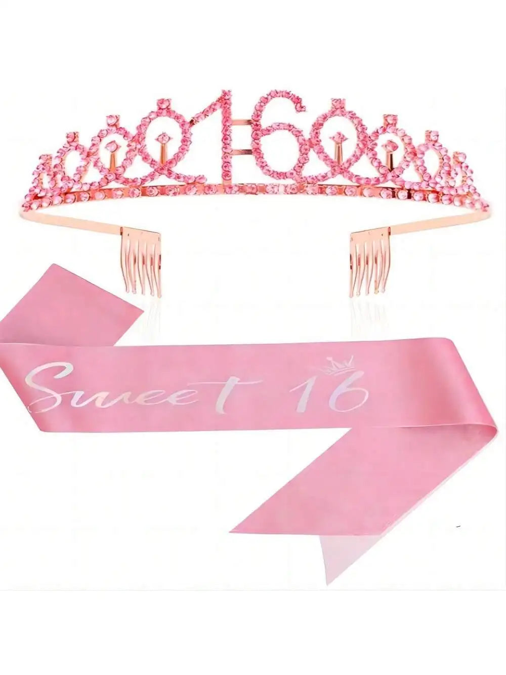 couronne anniversaire strass dorés ruban rose texte princesse fête cadeau favoris numéro anniversaire